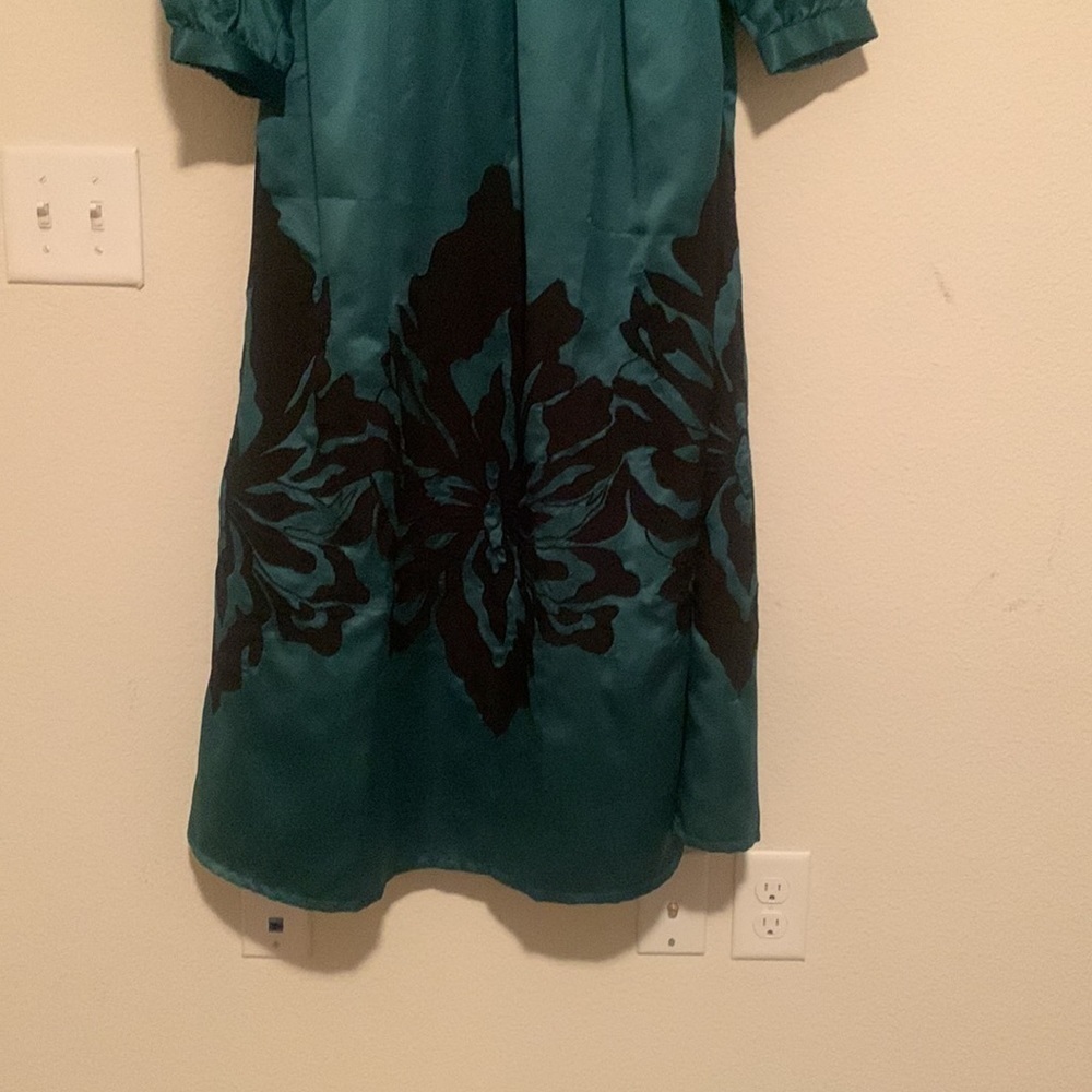 Anthropologie Nikasha Embroidered Satin midi V neck Dress autumn wedding guest - Picture 6 of 14